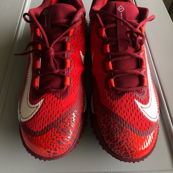 Nike Alpha Huarache Elite 4 TF Turf Hyper Red baseball shoes - Picture 5 of 10